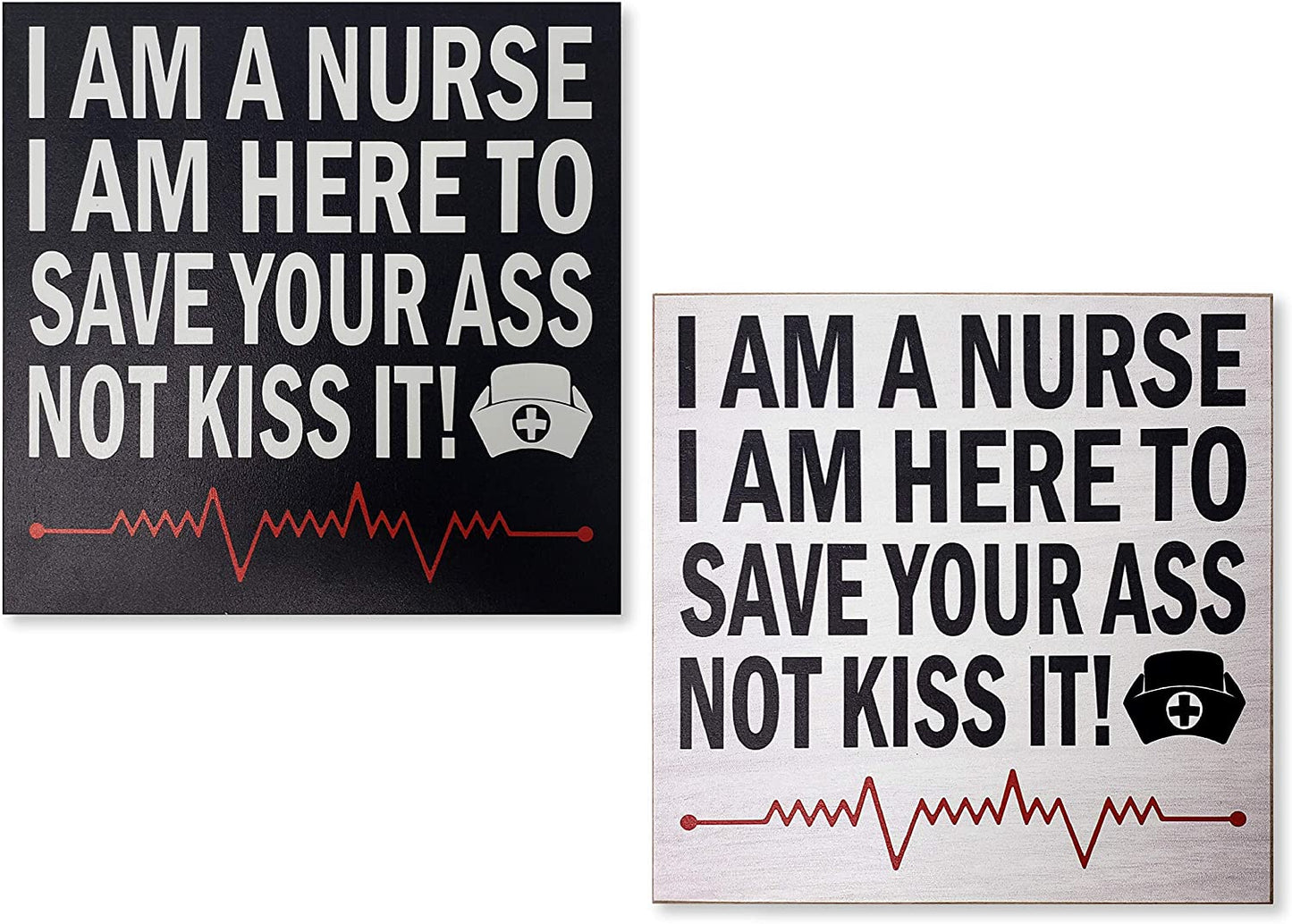JennyGems Nurse Gift Sign - Funny Nurse Plaque Sign - Wood Sign Hangs or Stands - White or Black