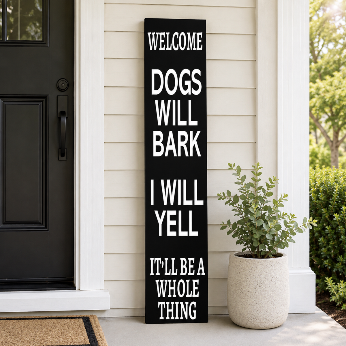 Funny Dog Welcome Porch Sign: Rustic Outdoor Decor
