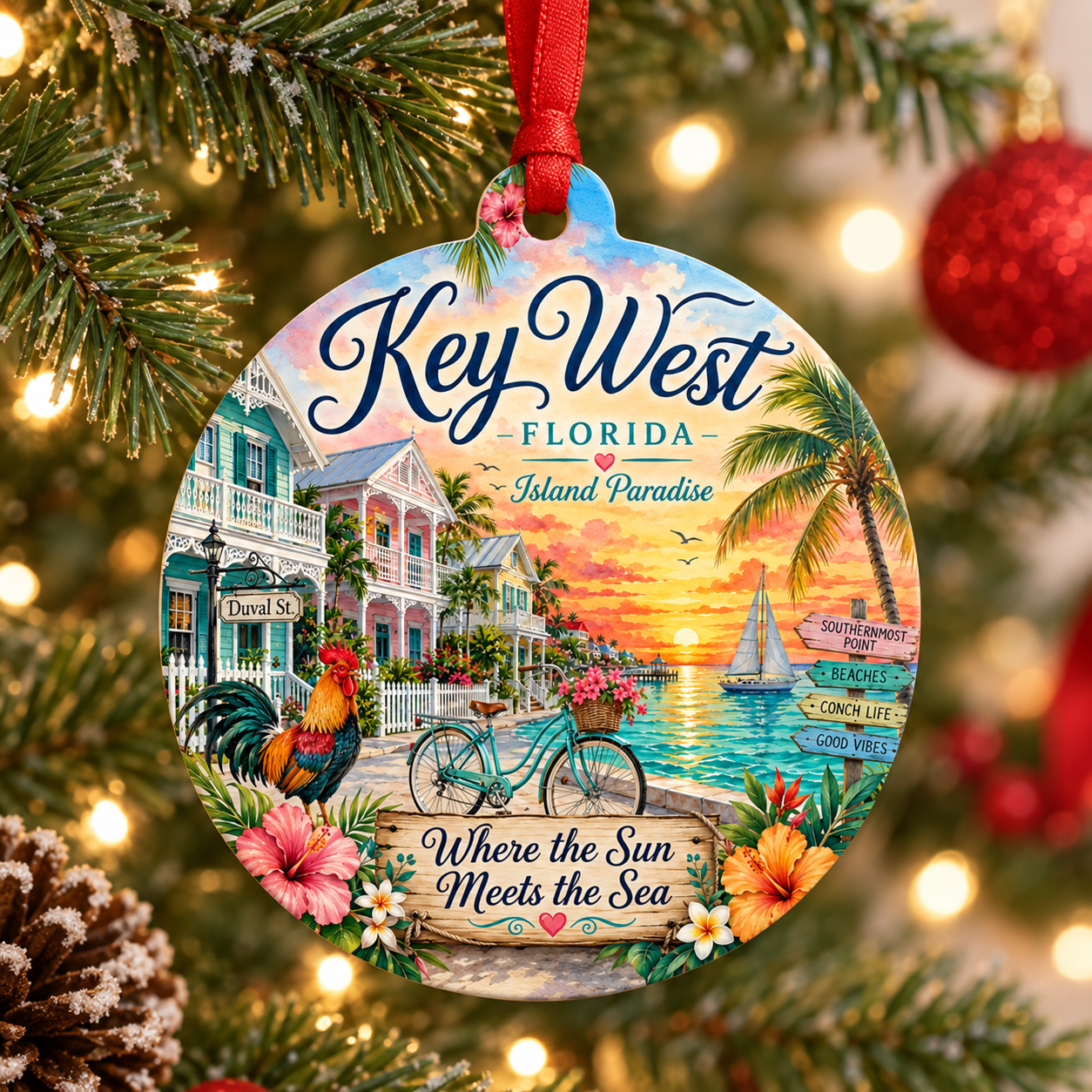 Key West Florida Christmas Ornament