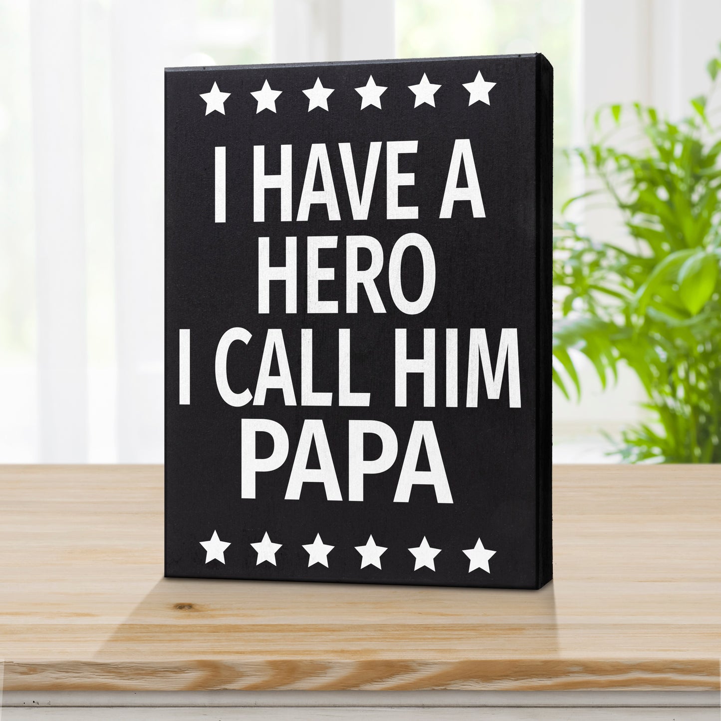 JennyGems Papa Gifts from Grandson Granddaughter, Gifts for Papa, I Have A Hero I Call Him Papa Wood Sign, Papa Gifts, Sentimental Gifts for Grandpa, Grandpa Birthday Gifts