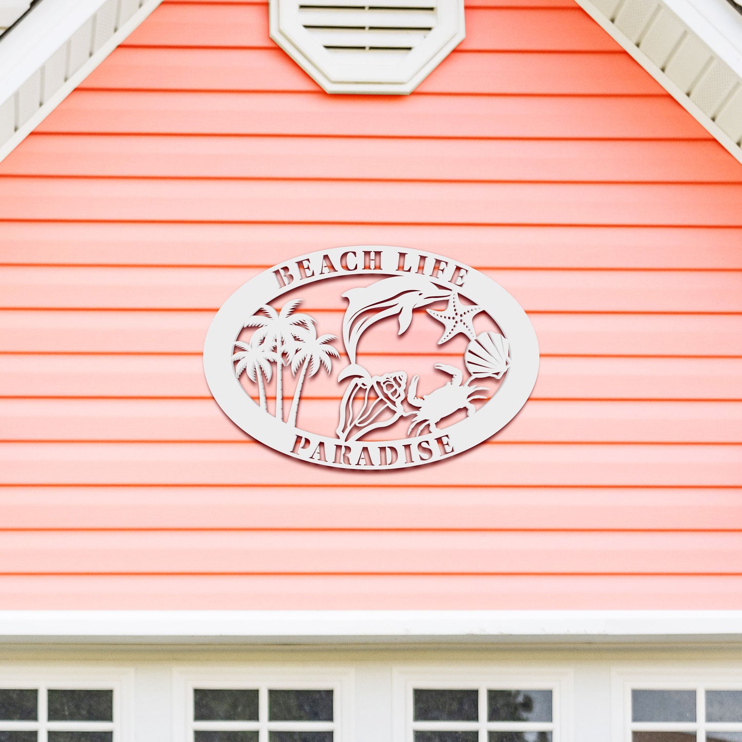 Outdoor Beach Wall Art – Coastal Beach House Wall Decor, Tropical Sign for Home, Indoor Outdoor Weatherproof PVC, 3 Foot