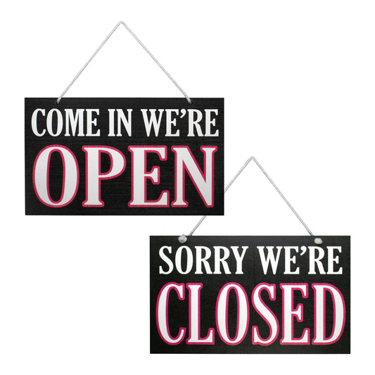 Business Open and Closed Door Sign, Reversible