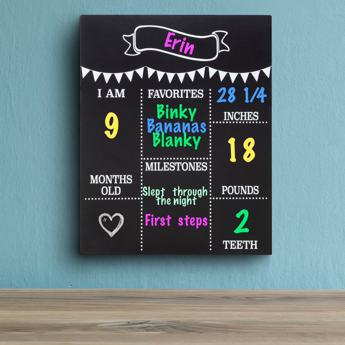 JennyGems Baby Milestone Chalkboard, Monthly Milestones for Baby Photo Prop Board, 11.5x14.5 Inch Wood Reusable Baby Milestone Board Chalkboard Sign, Baby's First Year