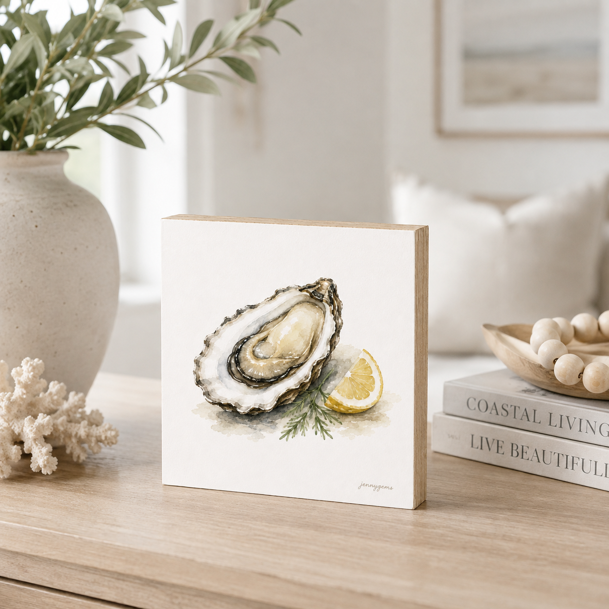 Oyster Mini Art Block, Food Art Sign