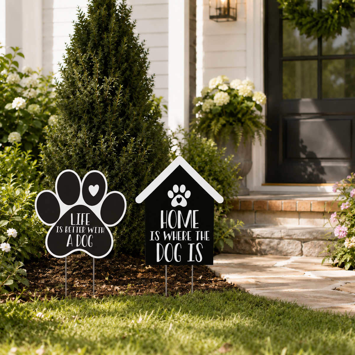 Dog Owner Yard Signs, Funny Saying Set of Two