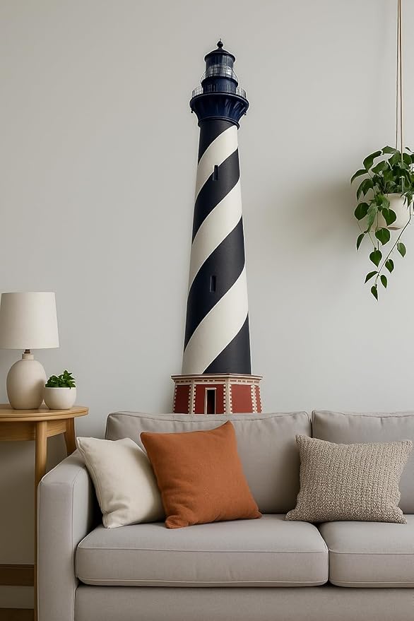 Lighthouse Wall Art, Cape Hatteras North Carolina Lighthouse Sign, Indoor Outdoor Weatherproof PVC Decor, 4 feet