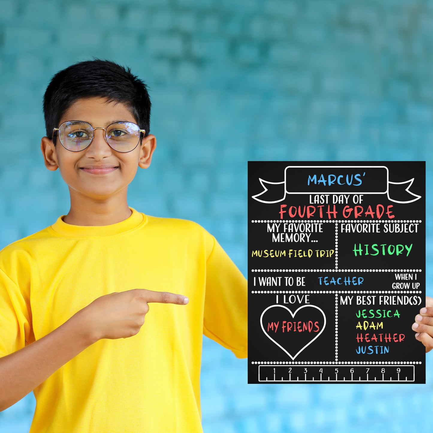 JennyGems First Day of School Sign, Reusable Double Sided Back To School Sign, Last Day of School Chalkboard, School Photo Prop, Made in USA
