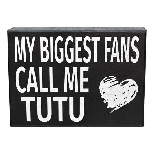 JennyGems Gifts for Tutu, Tutu Gift, My Biggest Fans Call Me Tutu Wooden Box Sign, Tutu Gifts for Christmas, Tutu Birthday Gifts from Grandkids