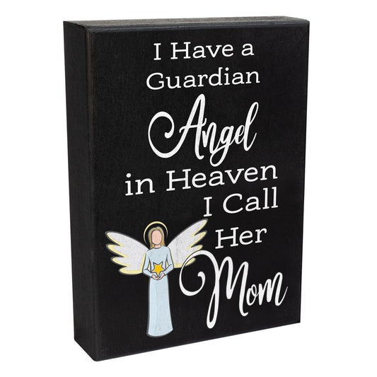 JennyGems Sympathy Gifts for Loss of Mother, Guardian Angel Mom in Memory Of Memorial Gifts, 6x8 Inch Wood Sign, Bereavement Gifts Loss of Mom Remembrance Gifts Condolence Gifts