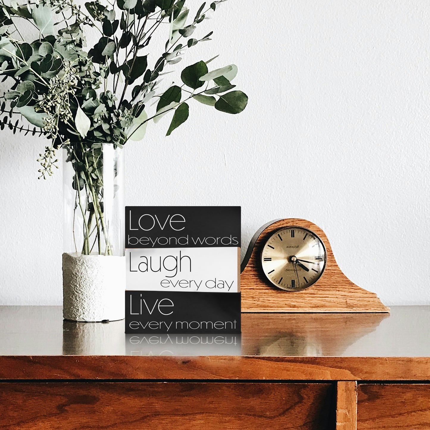 JennyGems Live Laugh Love Set of 3 Wood Block Signs, 5.5"x2" Each, Farmhouse Country Home Decor, Tiered Tray Decor, American Made