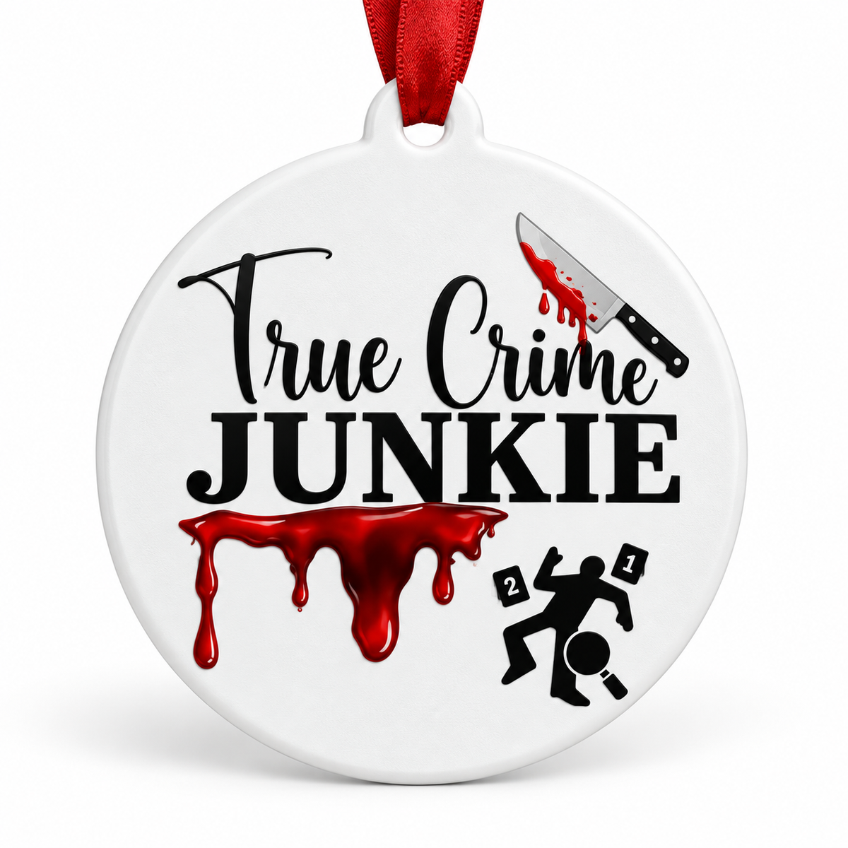 True Crime Junkie Christmas Ornament