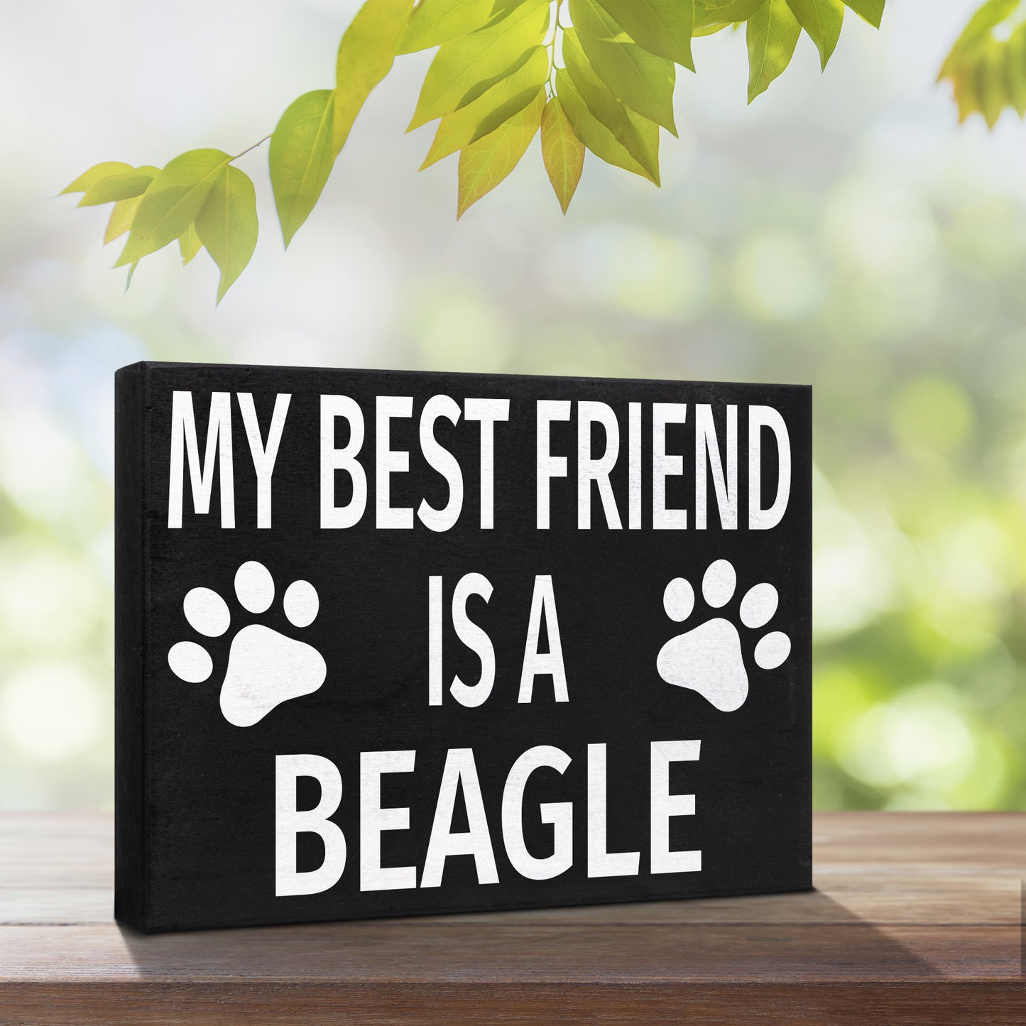 JennyGems Beagle Gifts, My Best Friend Is a Beagle Wooden Sign, Beagle Dog Mom, Shelf Decor and Wall Hanging