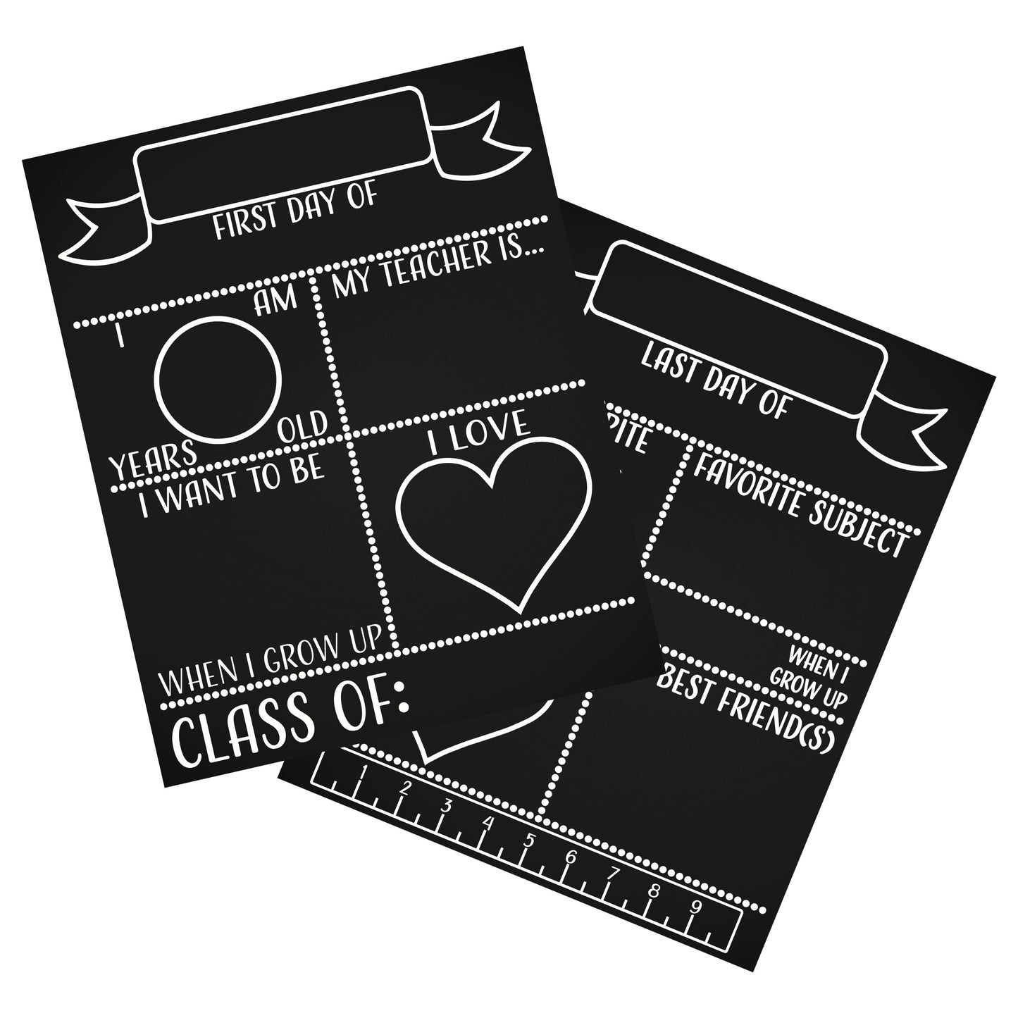 JennyGems First Day of School Sign, Reusable Double Sided Back To School Sign, Last Day of School Chalkboard, School Photo Prop, Made in USA