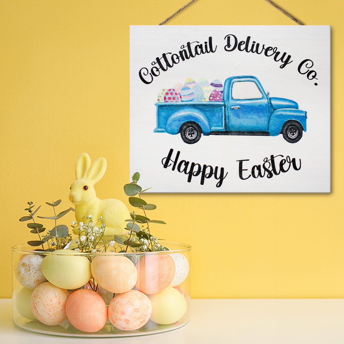Cottontail Delivery Co Happy Easter Hanging Door Sign.