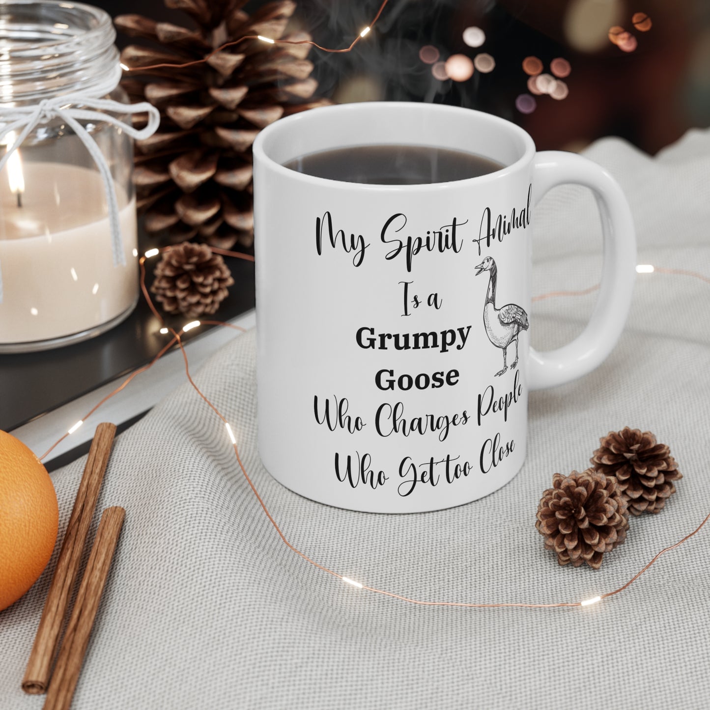 Grumpy People Gift Idea, My Spirit Animal is a Grumpy Goose Who Charges People Who Get Too Close, Funny Coffee Mug