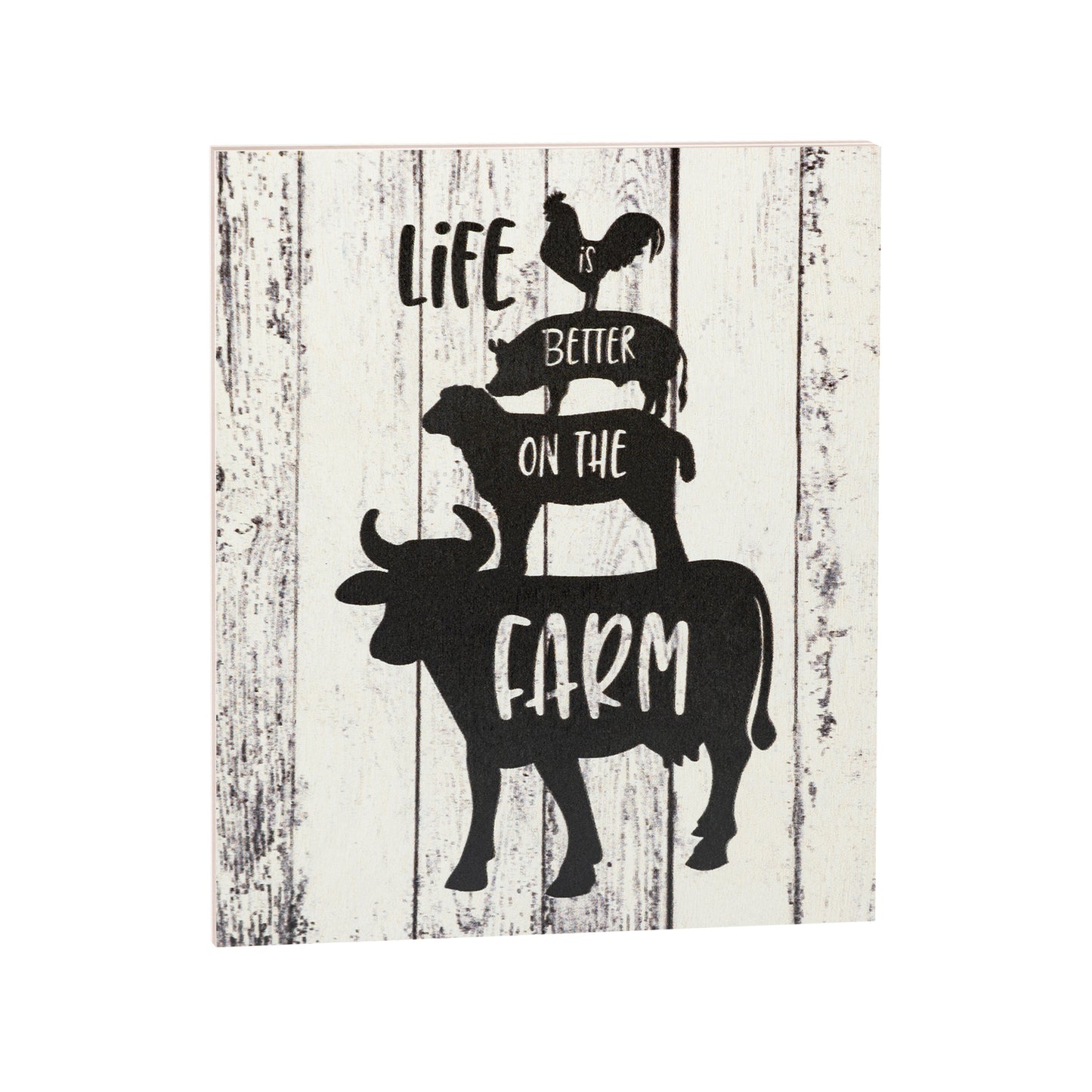 JennyGems Life is Better on the Farm Wooden Sign, Cow Chicken and Pig Decor