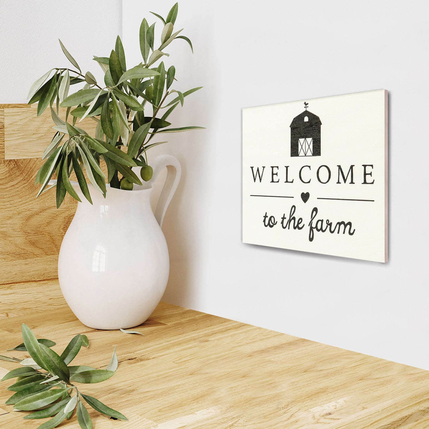 JennyGems Welcome To the Farm Wood Sign, Barn Gifts, Farmhouse Decor, White