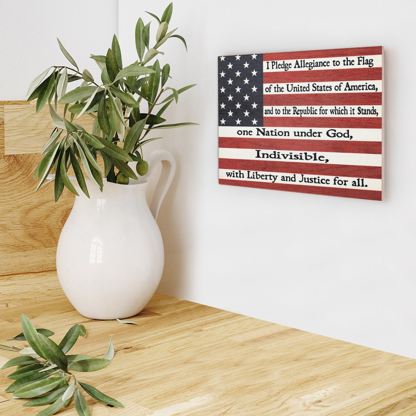 JennyGems Patriotic Decor, Pledge of Allegiance Sign, 4th of July, Memorial Day