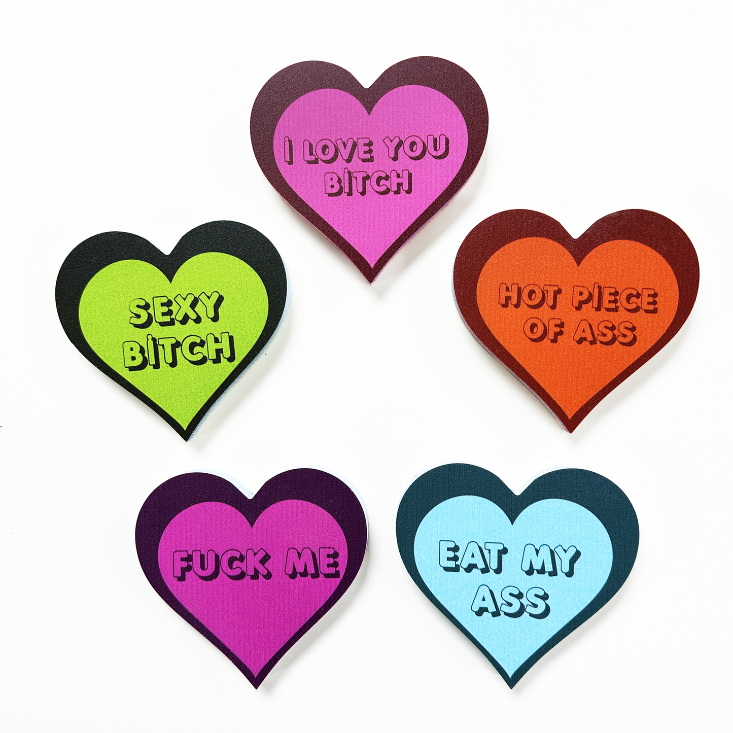 Valentine’s Day Sassy Conversation Hearts Set of 5, Adult Humor Tabletop Decor