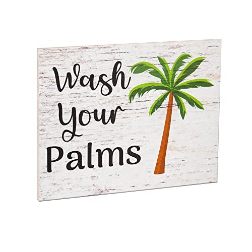 JennyGems Wash Your Palms Wall Art Bathroom Decor, Palm Tree Decor, Beach Signs