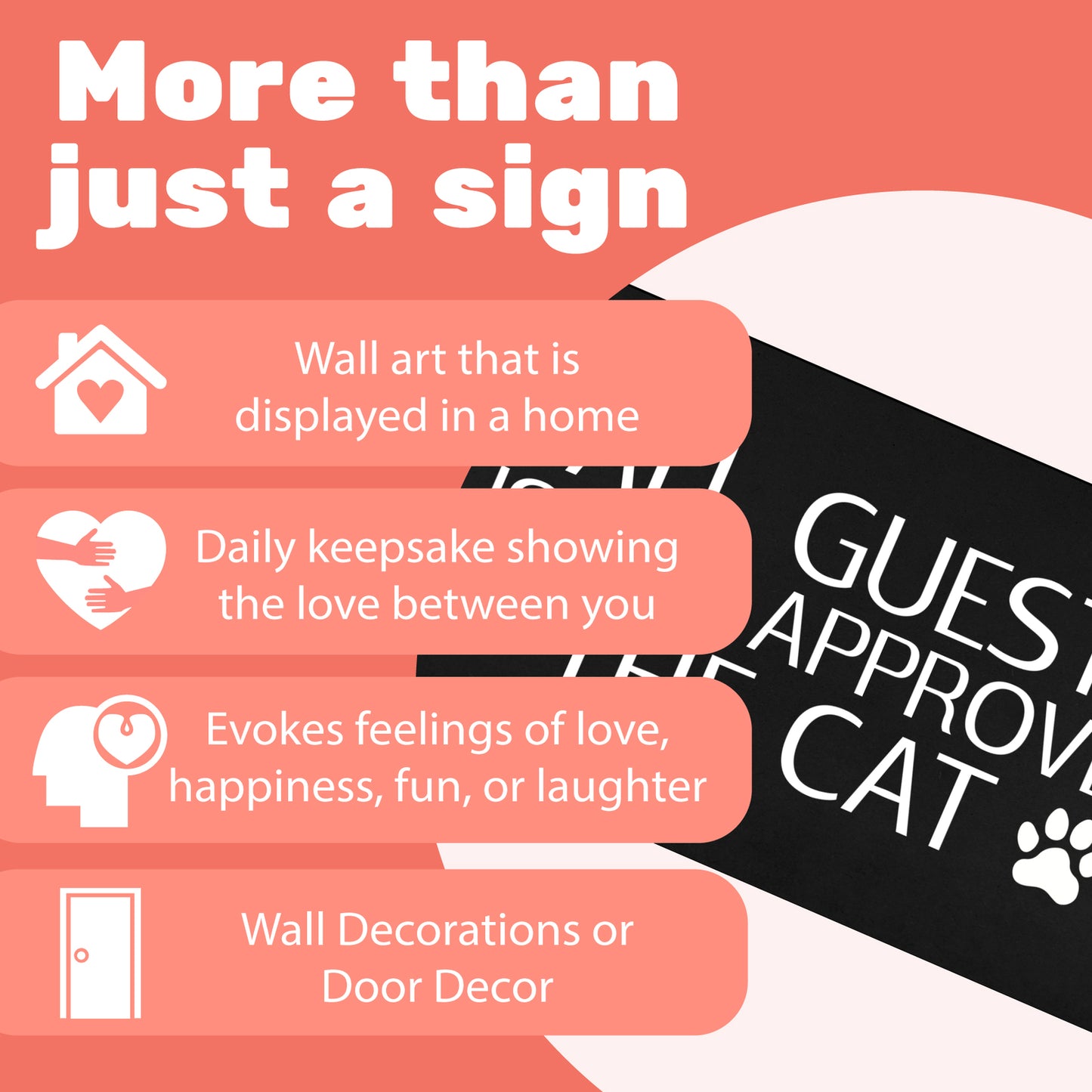JennyGems Cat Gifts, All Guests Must Be Approved By the Cat Wood Sign