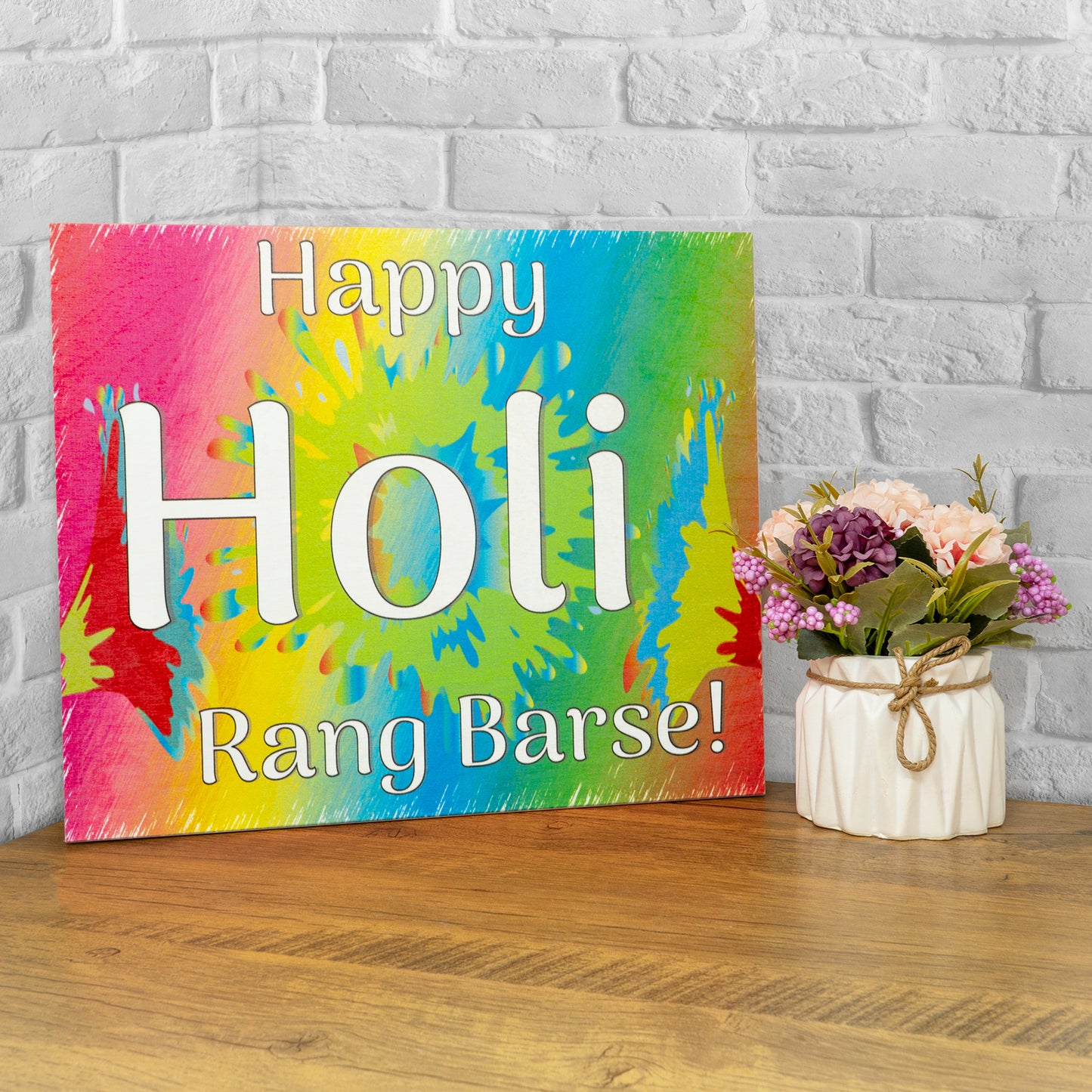 Happy Holi Rang Barse Wooden Sign