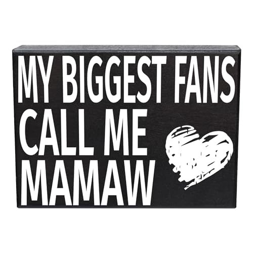 JennyGems Mamaw Gifts, My Biggest Fans Call Me Mamaw Wood Sign, Gift For Mamaw