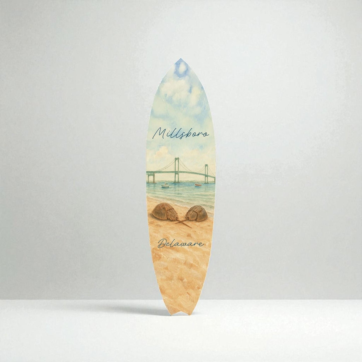 Millsboro Delaware Surfboard Wall Art, Outdoor Coastal Decor, Beach House Sign