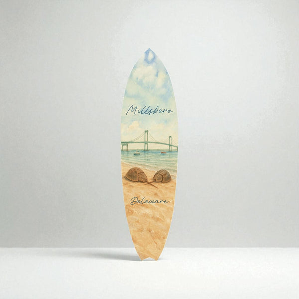 Millsboro Delaware Surfboard Wall Art, Outdoor Coastal Decor, Beach House Sign