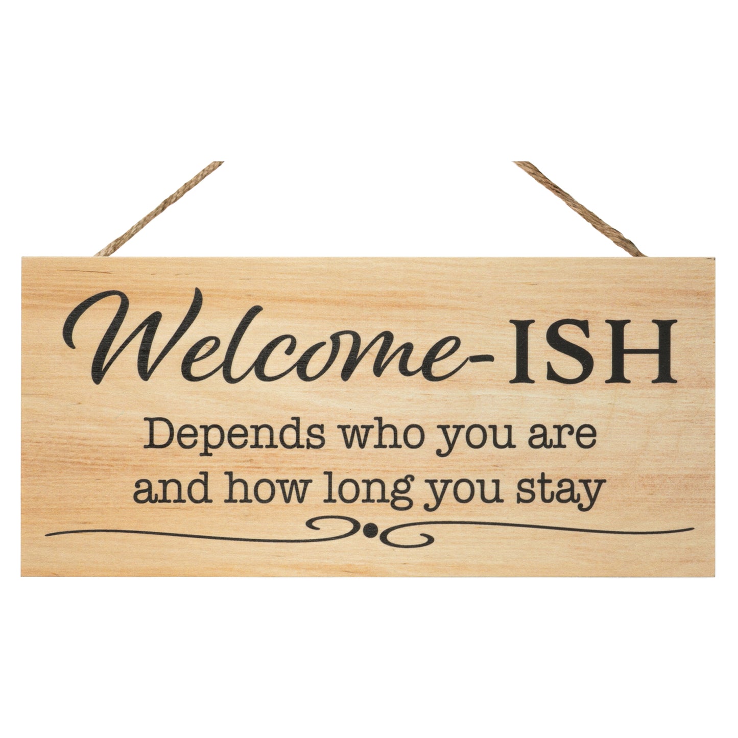 JennyGems Welcome Sign For Front Door, Welcome-ish Funny Front Door Sign (Brown)