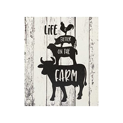 JennyGems Life is Better on the Farm Wooden Sign, Cow Chicken and Pig Decor