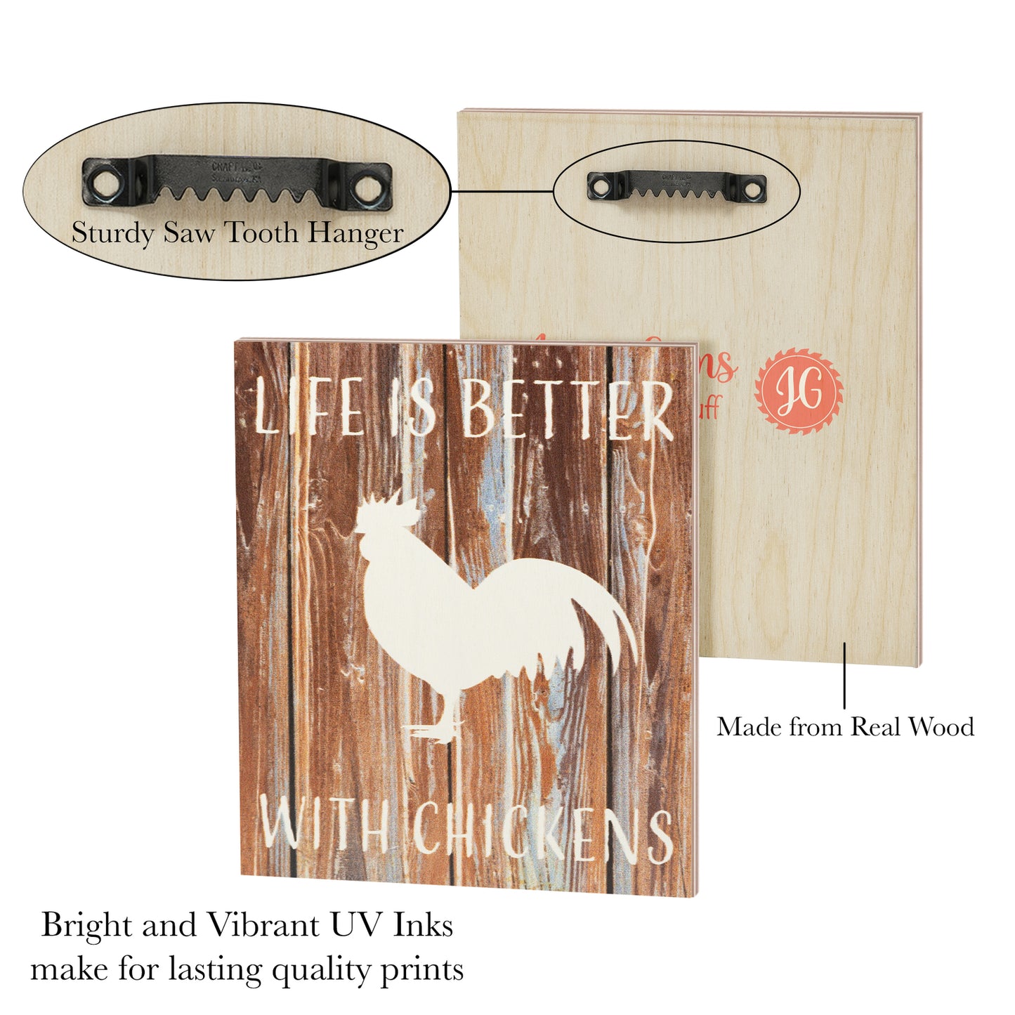 JennyGems Life is Better with Chickens Wooden Sign, Chicken Coop, Farm Decor