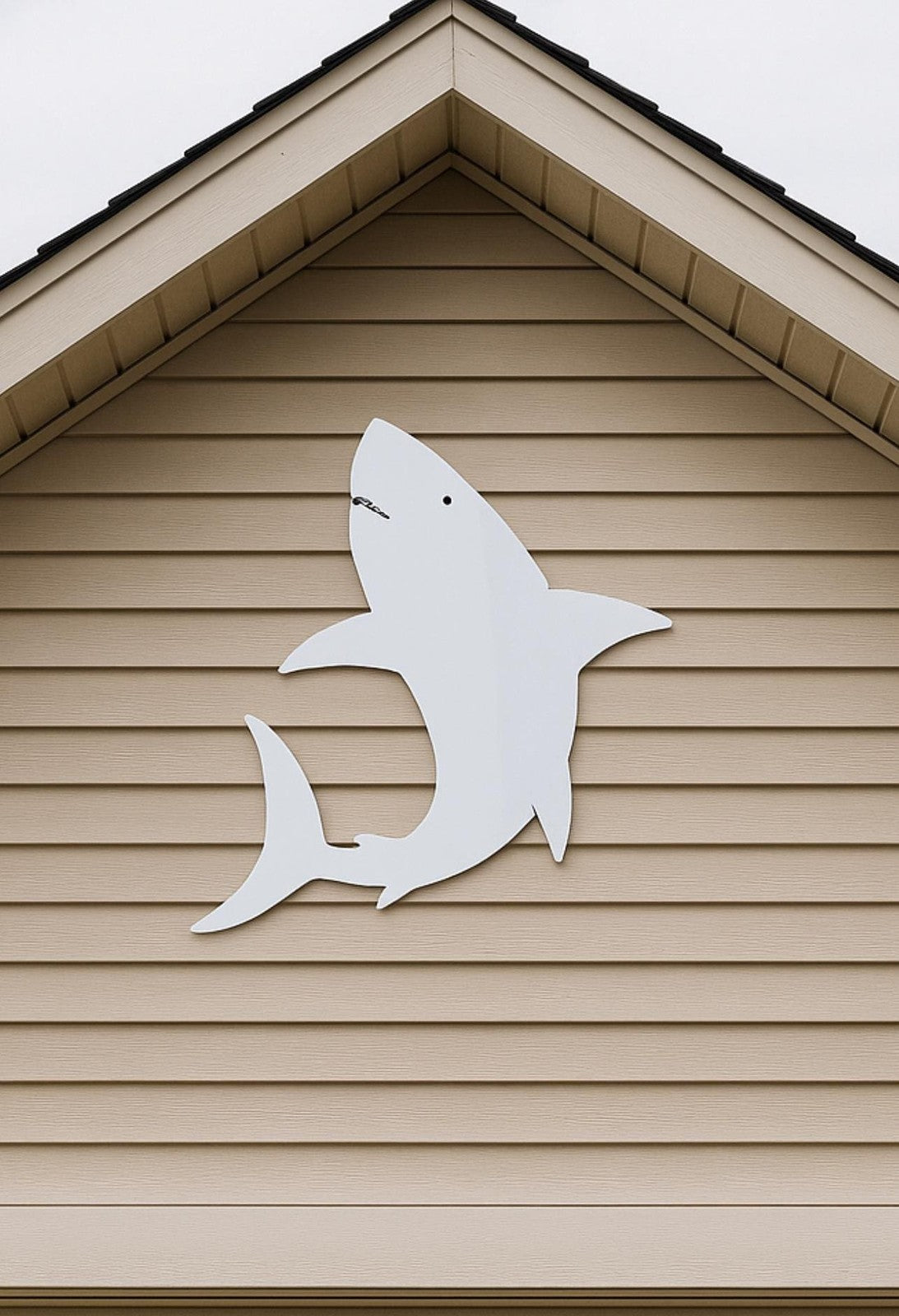 PVC Shark Wall Art - Outdoor Beach House Decor, Nautical Coastal Shark Sign, PVC
