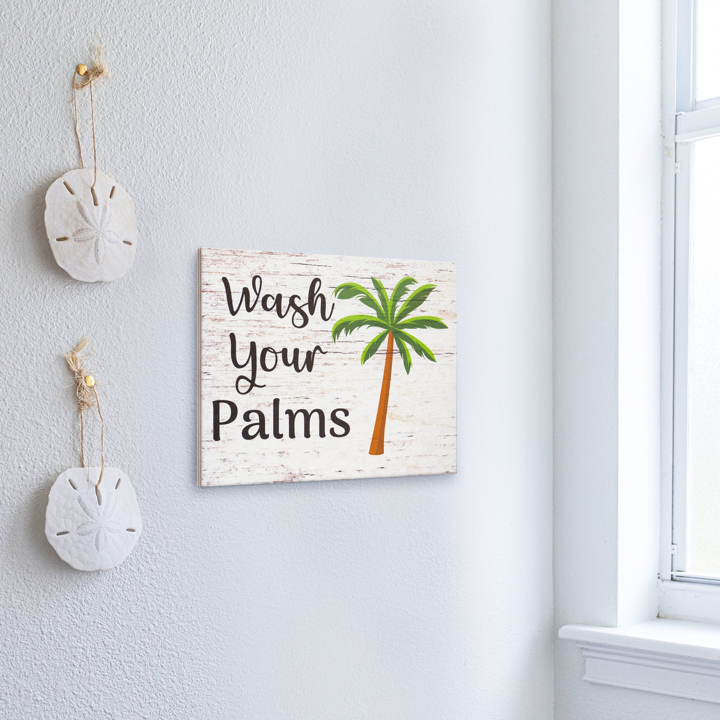 JennyGems Wash Your Palms Wall Art Bathroom Decor, Palm Tree Decor, Beach Signs