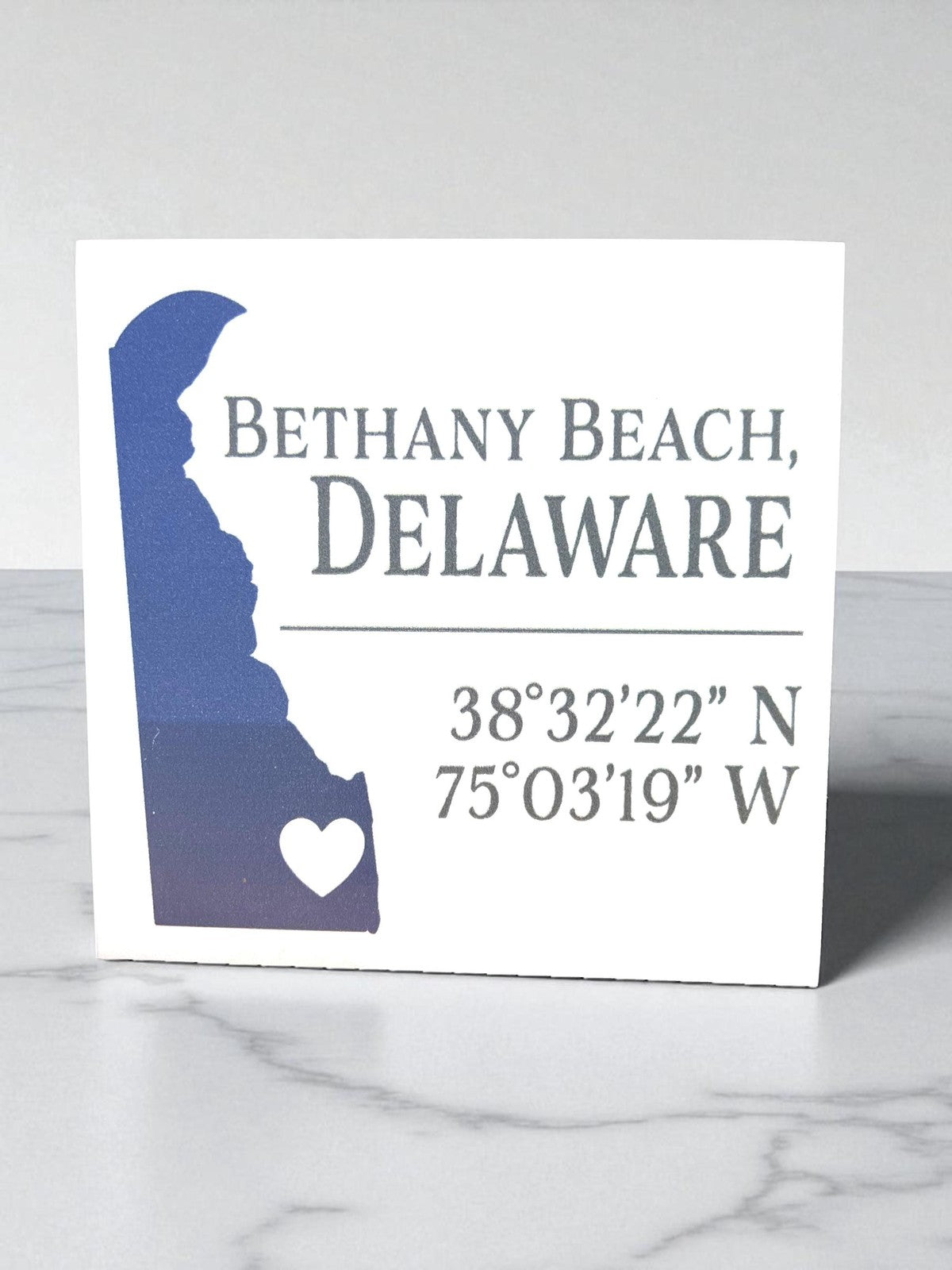 Bethany Beach Delaware Coordinates Sign Wood Shelf Sitter or Wall Hanging