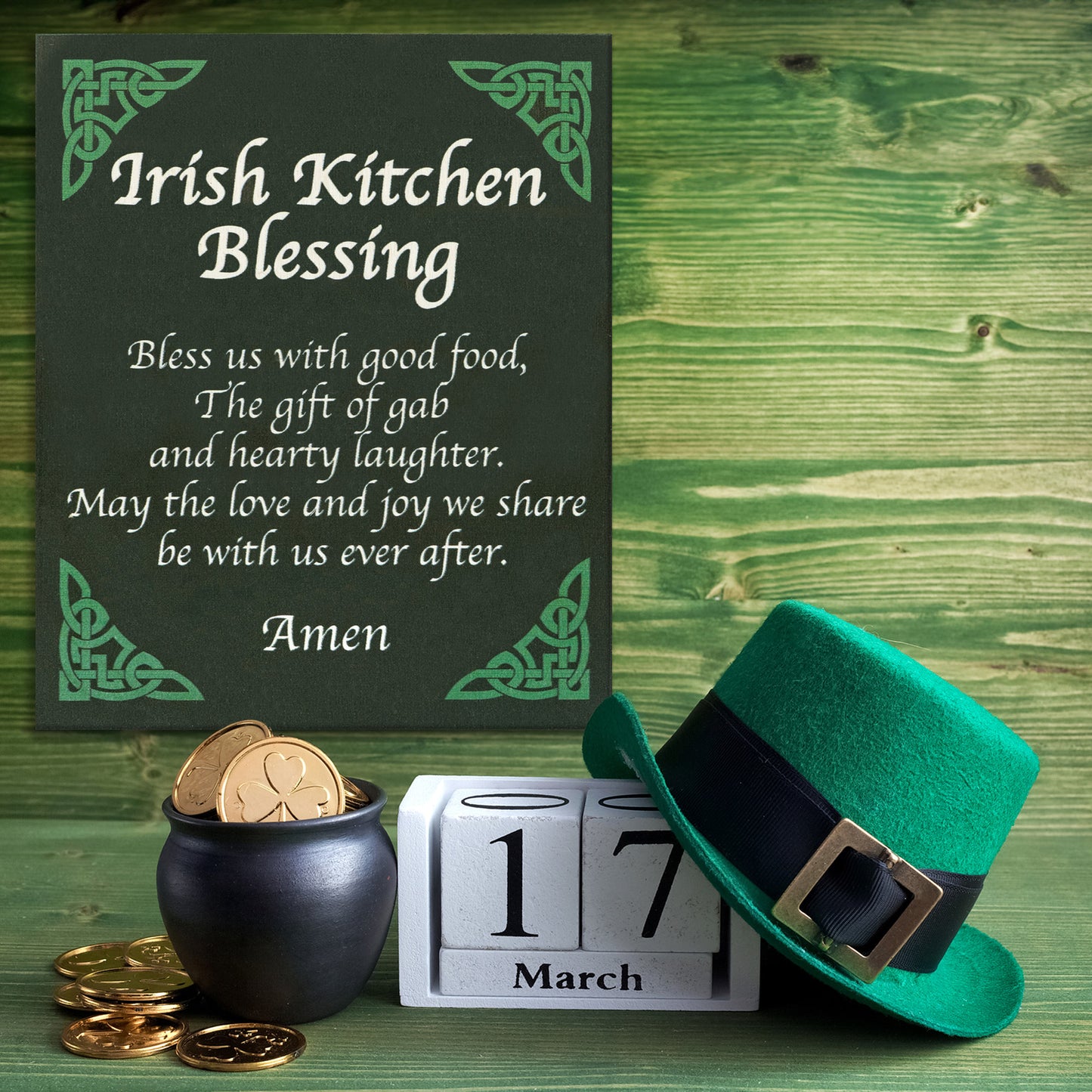 JennyGems St Patricks Day Decor, Irish Kitchen Blessing Sign, Irish Prayer