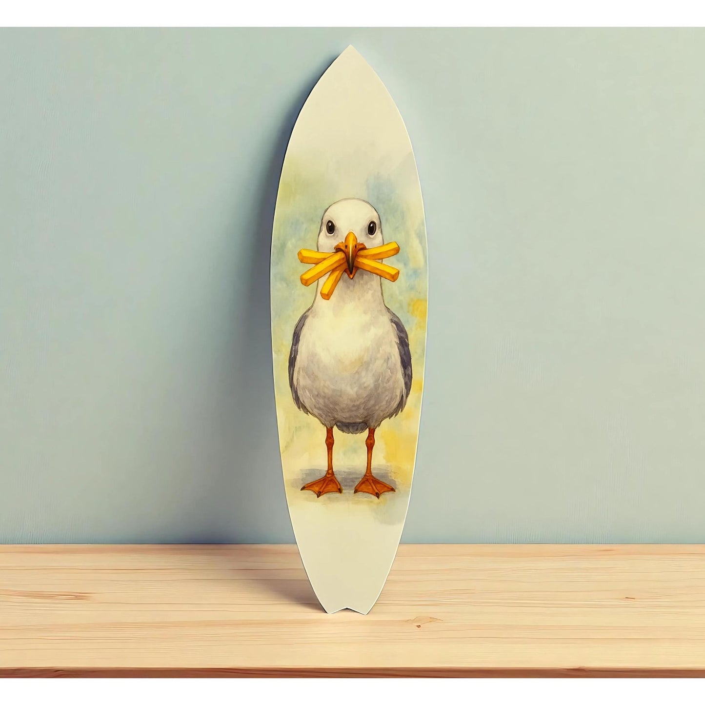 Sully the Seagull Surfboard Art, Coastal Nautical Accent for Beach House