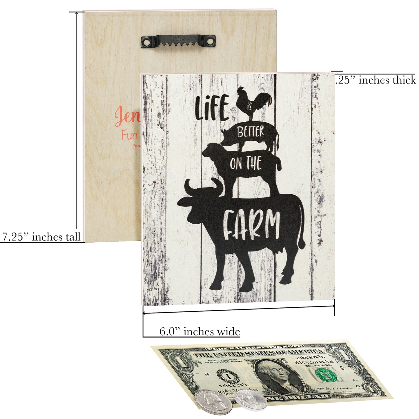 JennyGems Life is Better on the Farm Wooden Sign, Cow Chicken and Pig Decor