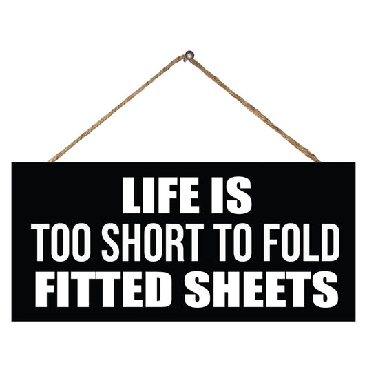 JennyGems Laundry Sign, Laundry Decor, Life Is Too Short To Fold Fitted Sheets