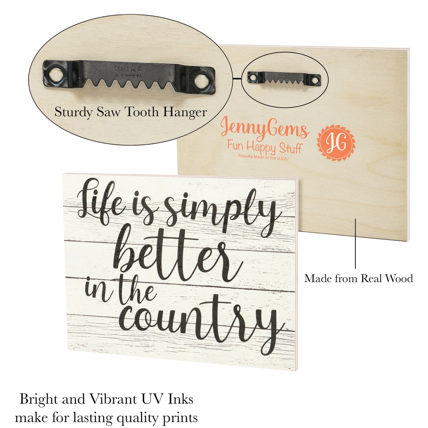 JennyGems Life Is Simply Better in the Country Wooden Sign, Farmhouse Decor