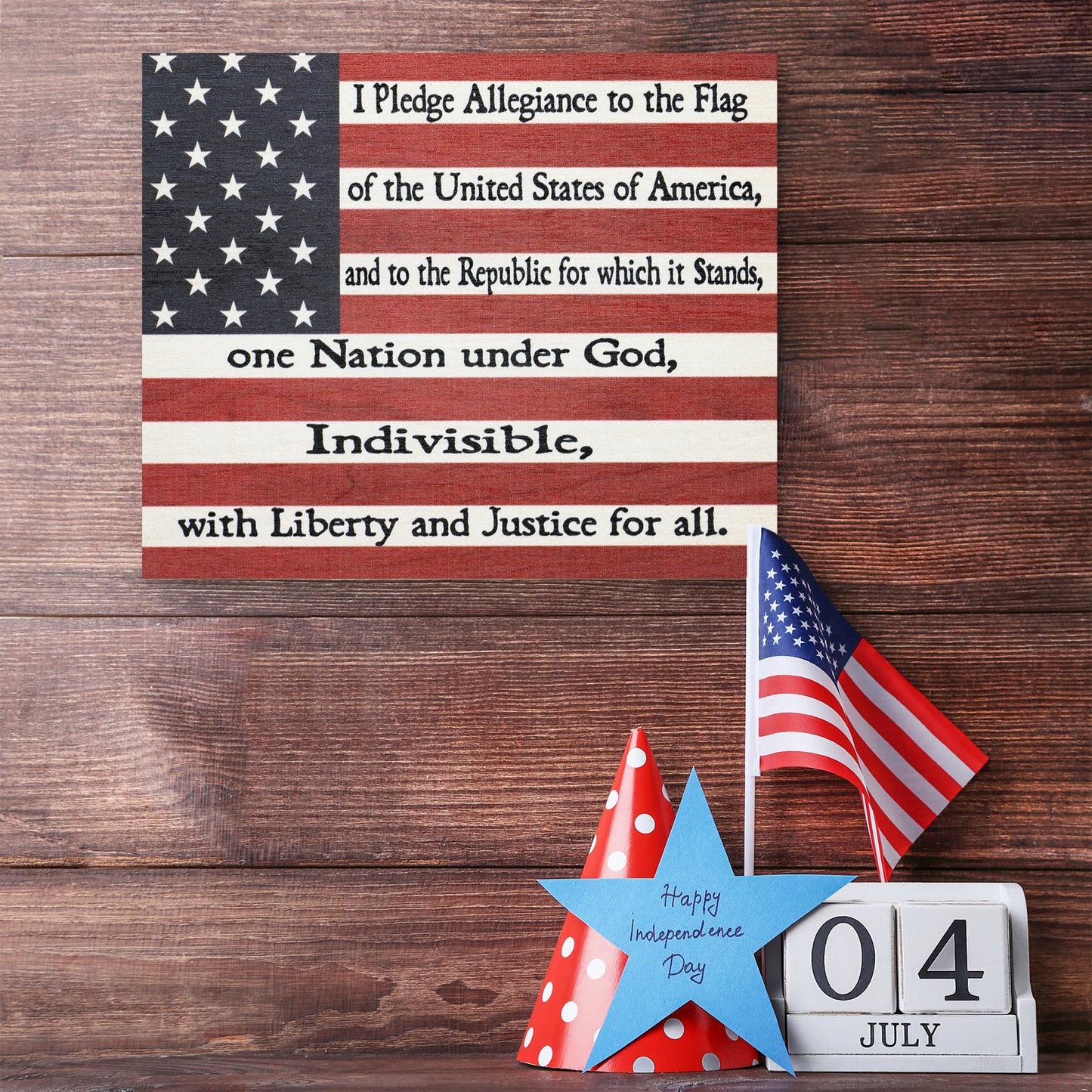 JennyGems Patriotic Decor, Pledge of Allegiance Sign, 4th of July, Memorial Day