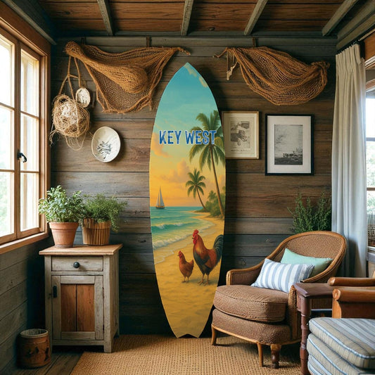 Key West Surfboard Wall Art, Coastal Decor, Beach House Sign, Key West Gift