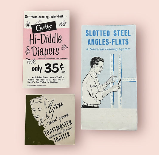 Vintage 1950s Advertisements Lot Hi-Diddle Diapers Toastmaster Redo-bolt