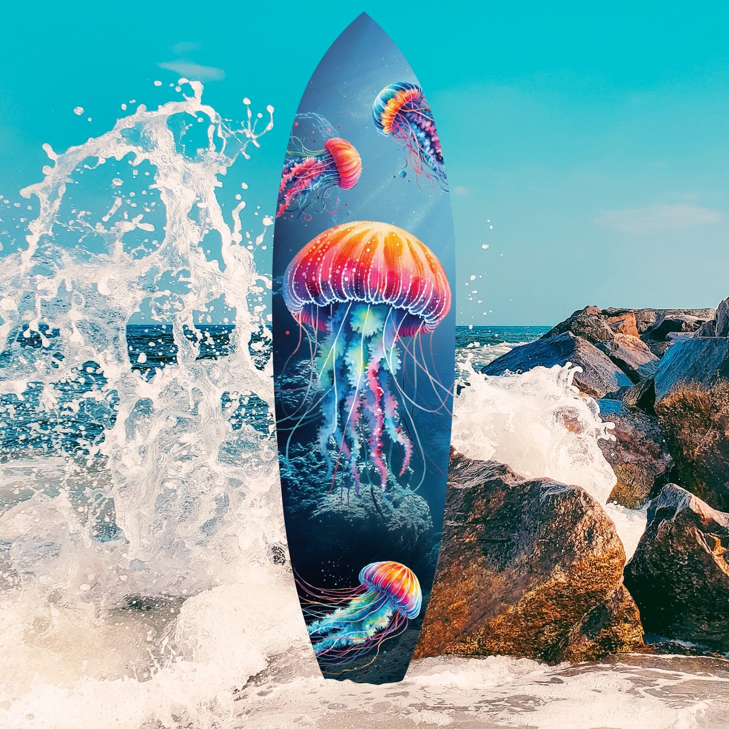 Jellyfish Surfboard Wall Art Indoor/Outdoor Oceans Weatherproof