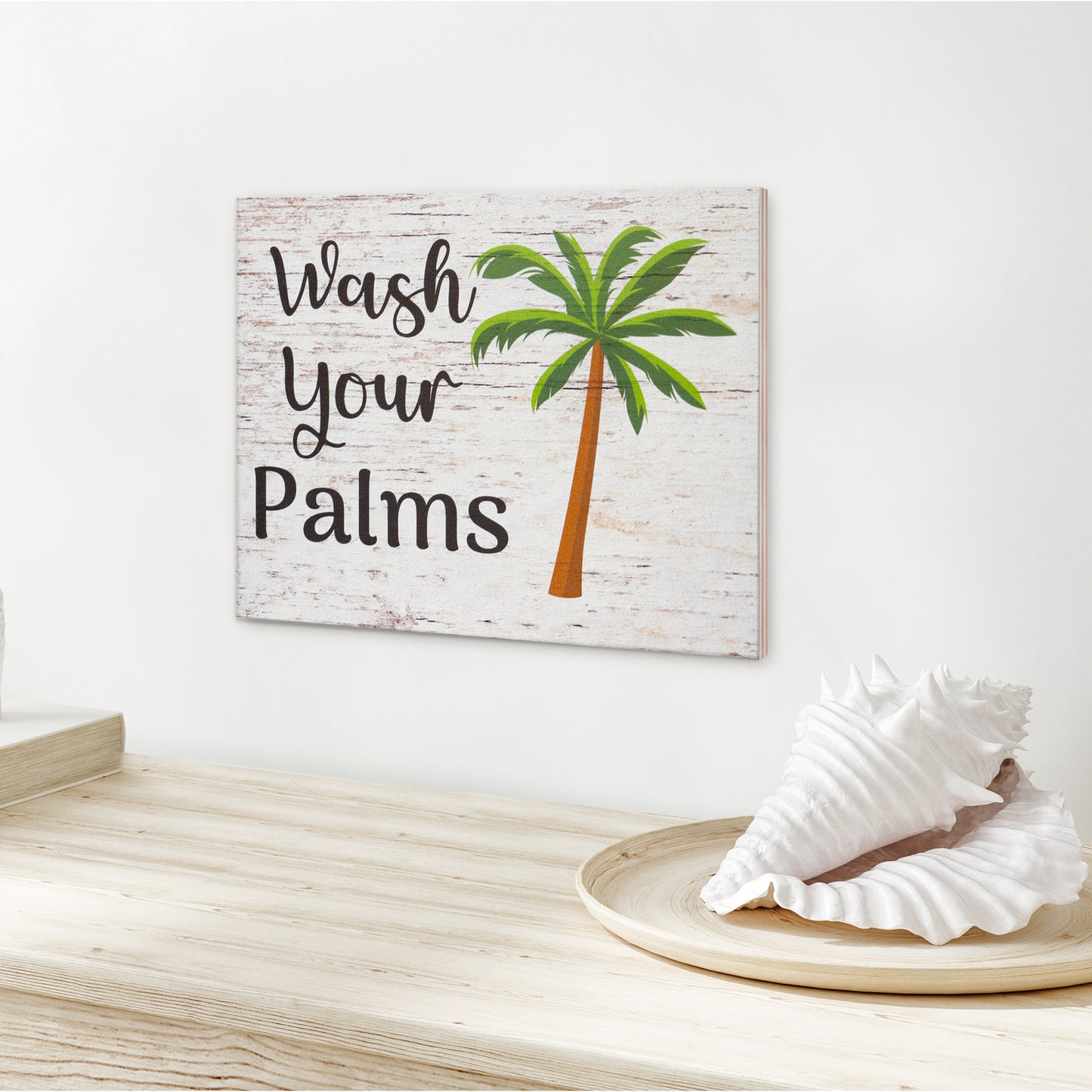 JennyGems Wash Your Palms Wall Art Bathroom Decor, Palm Tree Decor, Beach Signs