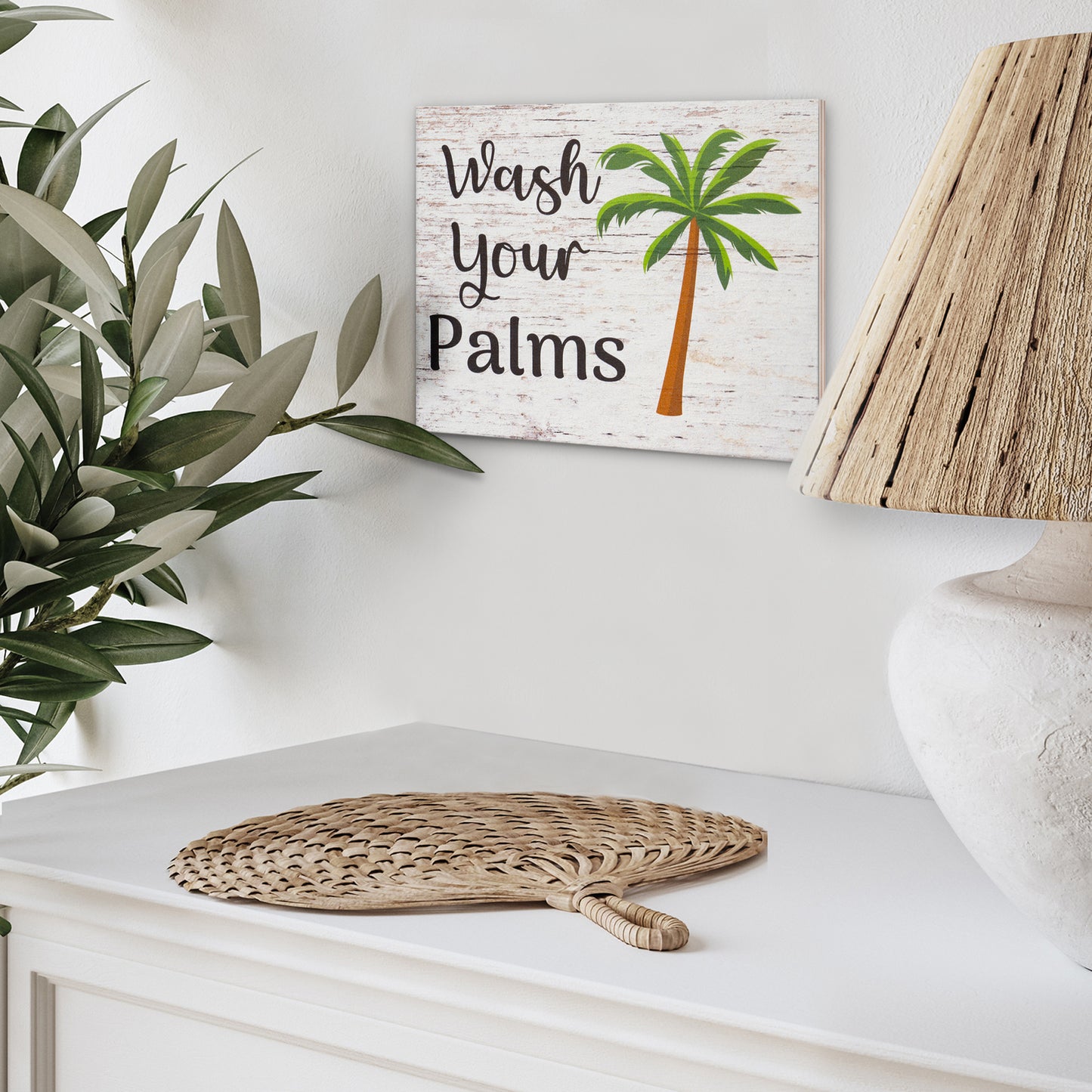 JennyGems Wash Your Palms Wall Art Bathroom Decor, Palm Tree Decor, Beach Signs