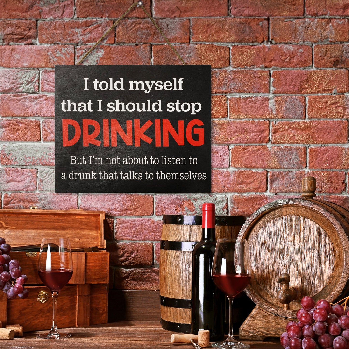 JennyGems Bar Decor, I Told Myself I Should Stop Drinking Sign, Man Cave Decor