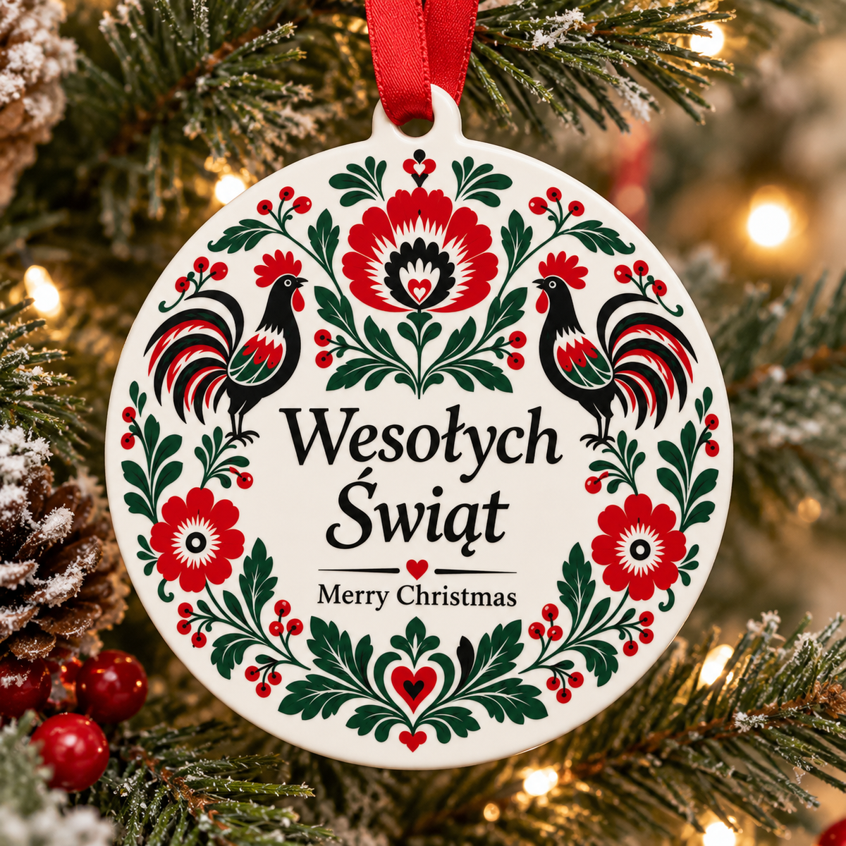 Polish Ornament, Merry Christmas or Wesolych Swiat