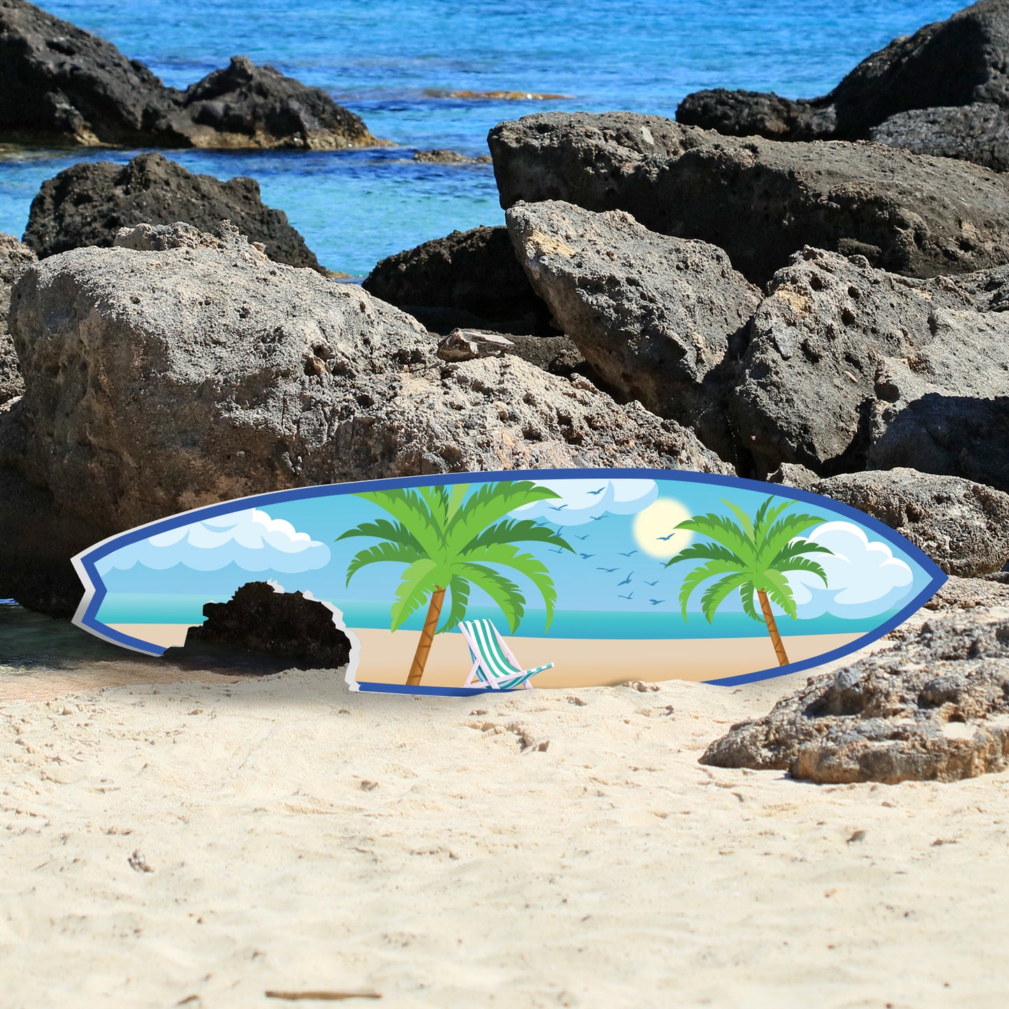 Outdoor Surfboard Wall Art, Beach Decor, Surfboard Sign Outside Inside, Weather Resistant PVC, 4 Foot