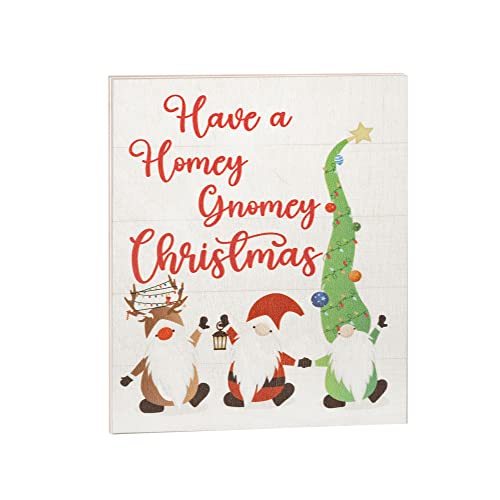 Homey Gnomey Christmas Sign - Decorative Farmhouse Gnome Decor, Collectible Holiday Gnome Christmas Decoration